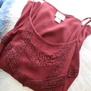 Mossimo Supply Co. Burgundy High Neck Top